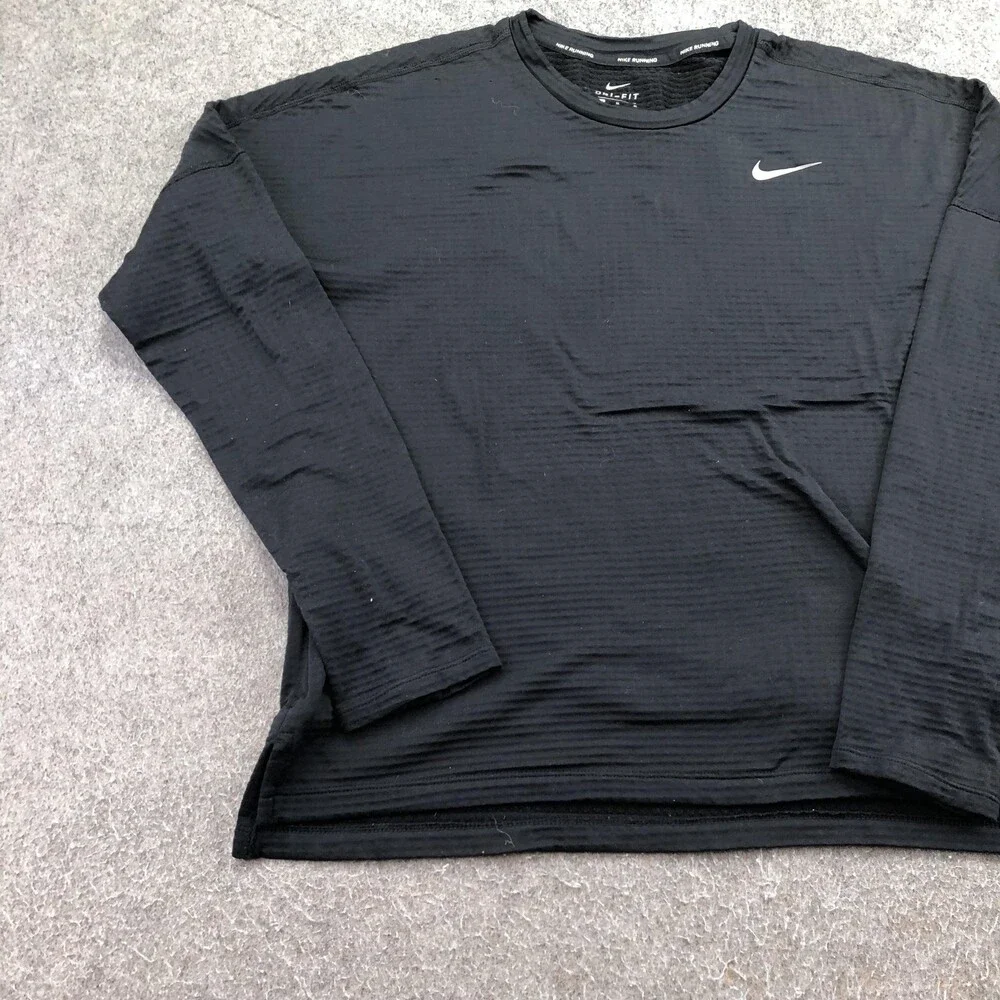 Nike Shirt Womens Medium Black Long Sleeve Dri-FIT Running Top Gym Athletic